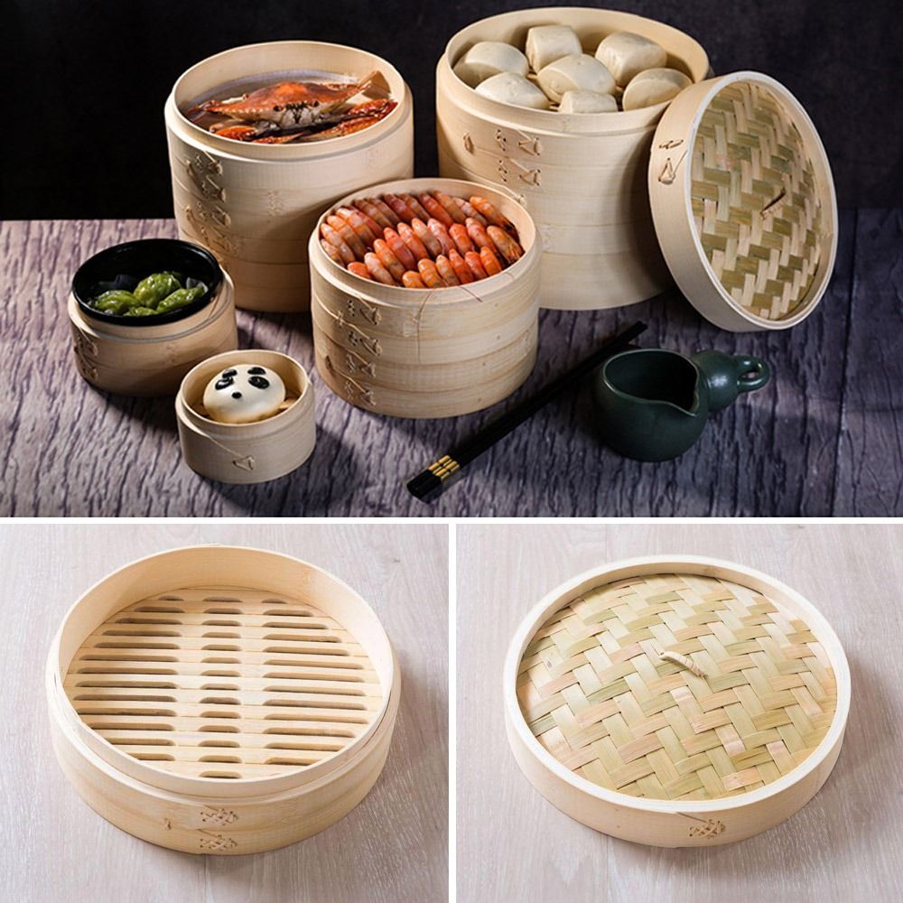 Bao Steamer Bamboo - Chinesischer Dampfgarer, Bambus-Dampfgarer, Dimsum, Kochen mit